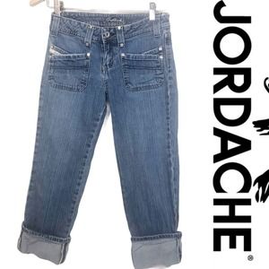 Jordache Cropped Rolled 6 Pocket Stretch Jeans Women's Size 3/4